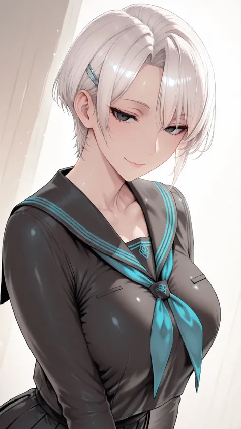 insanely detailed,
she's beautiful,upper body
Clear, clear line, Crisp edges, Clear contours, No Additional Characters,
short, choppy, pixie cut black hair and idiot hair, Smooth silky texture, No White Hair,
Attached、detailed black eyes with elaborate iri...