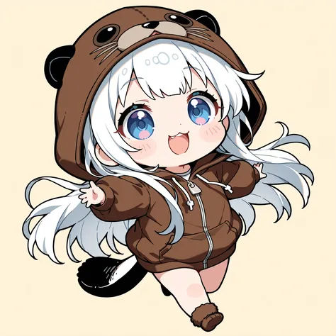 (masterpiece), (best quality), chibi, stylized, around 2 heads tall, small body, proportionally big head, official art style, thick outlines, clean lines, vibrant colors, cute, expressive,
1 (chibi girl),(solo:1.2),white hair,long hair,straight hair,baby f...