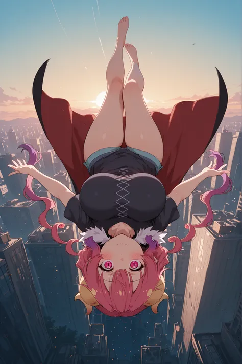 masterpiece, best quality, amazing quality, hyper-realistic, 8k UHD, highly detailed, sharp focus, absurdres, cinematic pic, 1girl, perfect face, cute face, round face, ilulu (maidragon), curled horns, dragon horns, long hair, multicolored hair, purple hai...