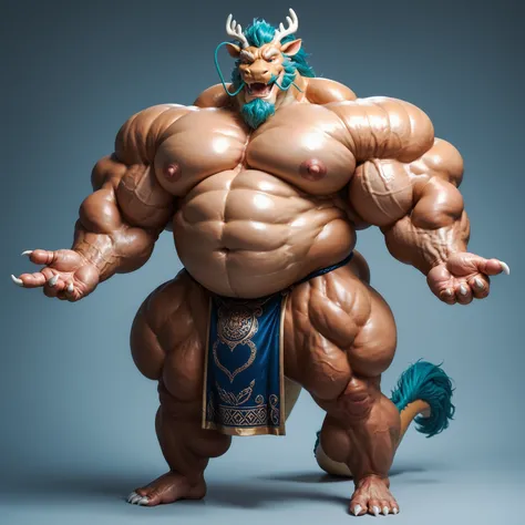 eastern dragon,a humanoid dragon mix of Chinese and European dragon, hefty daddy body,colossal,hulking, huge muscles, plump body muscles, colossal body, five-digit hands and feet,hefty, hyper thick heavy shape, stout musclegut, thick waist, big daddy belly...