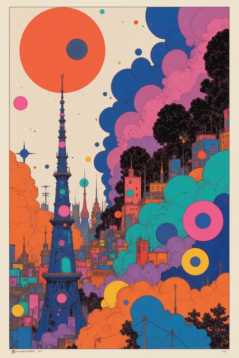 CMYK palette, printed poster style, matte ink, offset print aesthetic