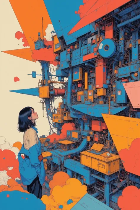 CMYK palette, printed poster style, matte ink, offset print aesthetic