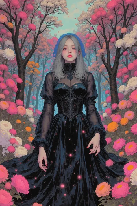 CMYK palette,CMYK palette, Woman in Mourning Dress ,gray hair, scattered juice ,Contemporary Artistic Collage, collage art work, , new album jacket , Great Work!! digital collage , collage art , Modern Collage , mixed media collage , High R...