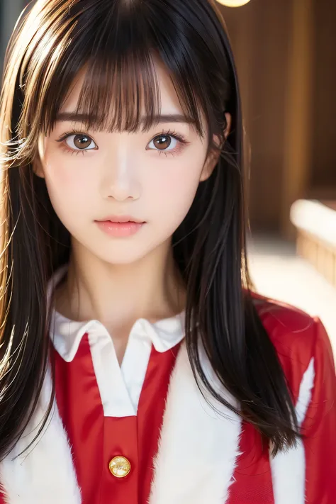  live shooting using the reflex version 、(((A portrait of ultimate beauty)))、((   Hydrated Glowing Skin   ))、（close-up of a cute face）、a 15 year old girl with a beautiful baby face 、My bangs are down、 bright expression 、((shimmering black hair  ))、(( big e...