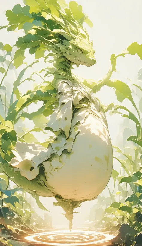 (Giant Daikon Dragon ,  Summoning a Dragon, super high resolution, masterpiece:1.3, anatomically correct, Extremely Detailed, Extremely Detailed, top quality,  high resolution icon、animated illustration floating in the air、a large magic circle under the dr...
