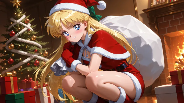 masterpiece, amazing quality, best quality, ultra-detailed, 8K, illustration, clear skin, ultra-detailed-eyes, soft skin, very awa, very as2, soft body, 1990s \(style\), official art, ainominako, blonde hair, blue eyes, hair bow, half updo, long hair, smal...