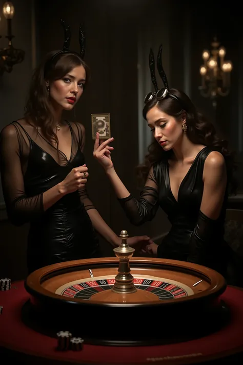 [GE_December_5]: "🌟 :retro photorealistic, Filmnoir aesthetics, weiche, diffuse Beleuchtung, inspiriert vom Film "Der Clou", detailreich." "🌌 :Ein verstecktes, smoky betting shop in the style of the 1930s, hidden in a dark cellar, with an illuminated roule...