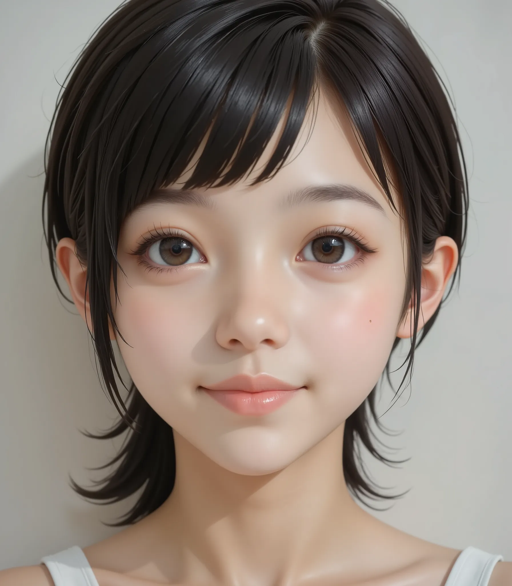 Portrait of a smiling 17 year old girl's face