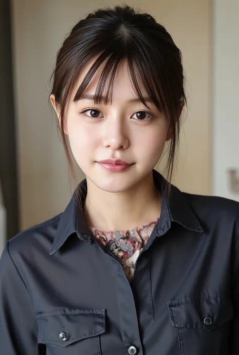 (Woman with huge saggy breasts1By people),(((super short hair))),((綺麗なとてもshort black hair with waistの女性)),(short black hair with waist),(Very short hair with black hair),Realistic Portraits,Realism,top quality,Masterpiece,top quality,best image quality,Hig...