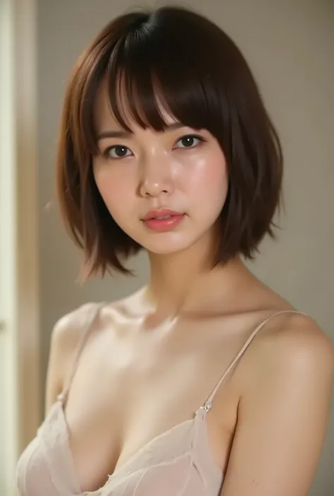 (( premium quality on the shores of everlasting summer,  8k )), ((masterpiece)), ( details),    、dark hair,  Japanese girls,   One Person's Point of View   ,One Woman, a plump woman, petite woman ,   sexy,(  full nude, in the bedroom),(((    Super Giant Bu...