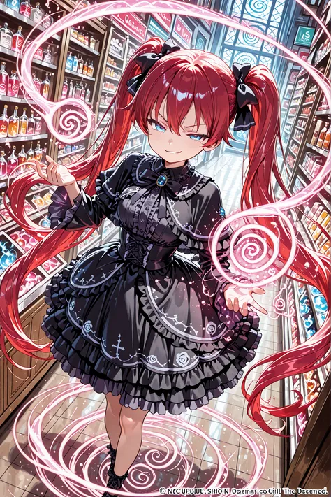 magic, spiral, spiral streak, spiral energie, spiral magic, spiral around body,Dutch angle,dynamic pose,
Masterpiece, high quality, very detailed,
((Sweet Dream Girl of Magic Store, wear a gothic full clothes))
You can rent magic tools and potions, but wh...