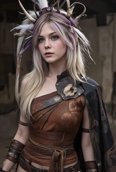 photography,((ELLE FANNING features: 1.7)),photo, (((Epic realism: 1.8))), (((Ángulo de disparo desde abajo de full body: 1.8))) , photo ultra realista de una chica cosplayer impresionante (   22-25 years   ), (((Adult content: 1.8))). (((bare breasts: 1.9...