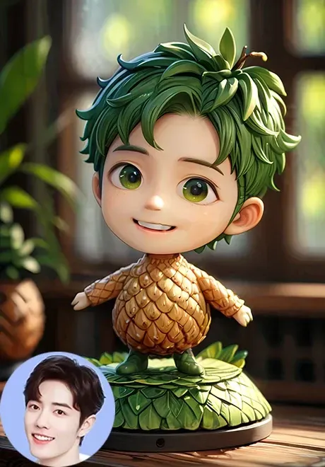 Bonita figura de piña ，Figura de acción linda de la piña