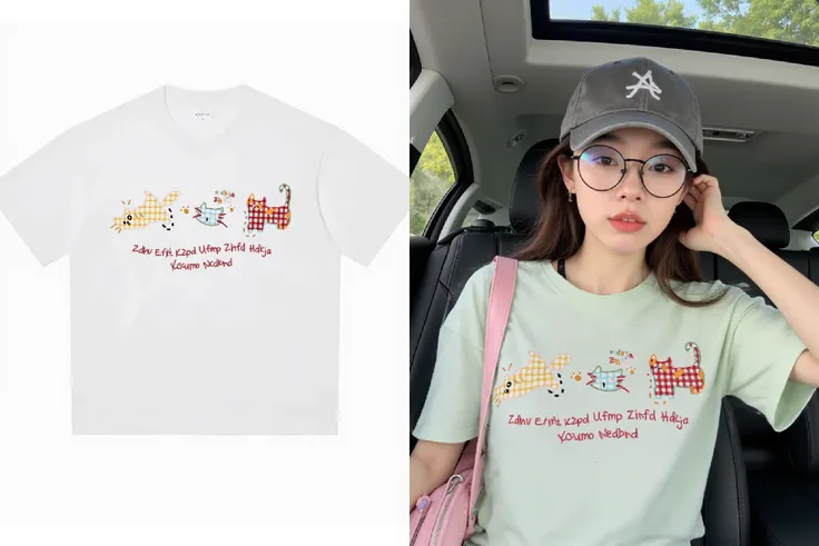 Generate Little Red Book style T-shirt model, model dress up, Taobao main pictur