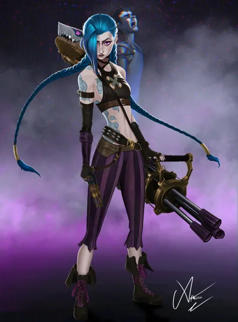 Filtro Arcane Jinx Blue Hair para cosplay