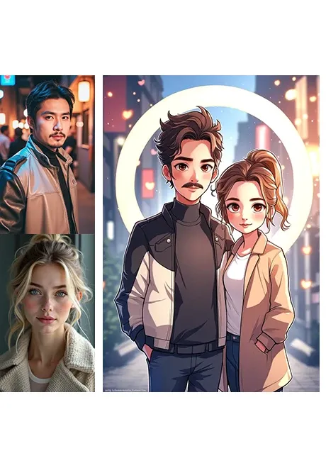 Fotos de casal em estilo anime 2D