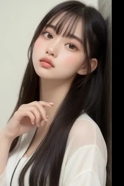 Araffe girl with long white hair and a black top - SeaArt AI