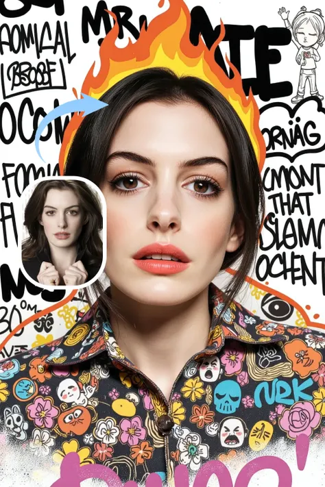 Arte de colagem Graffiti Flame