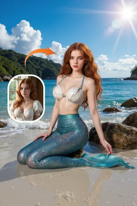 حورية بحر على الشاطئ