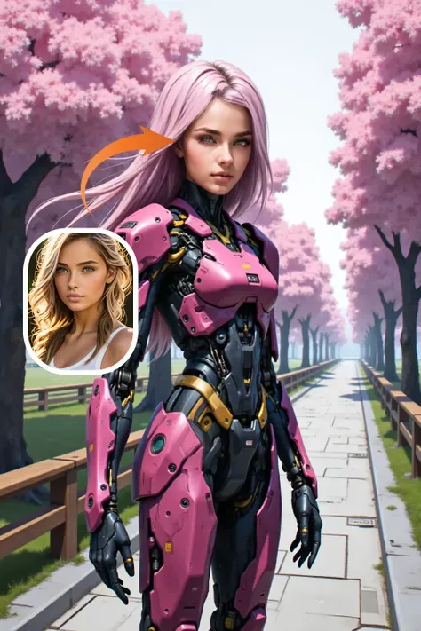 분홍색 메카 소녀