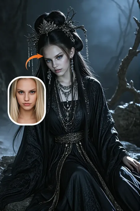 어두운 고대 스타일 소녀