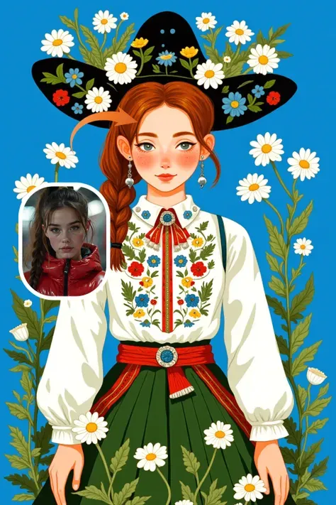 Fille d'art folklorique floral