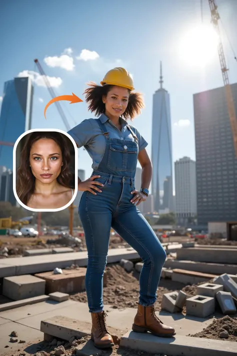 Gadis konstruksi di lokasi konstruksi