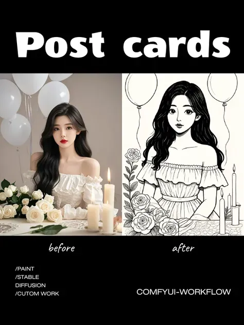 بطاقات بريدية مرسومة بواسطة GPT4O-LineArt