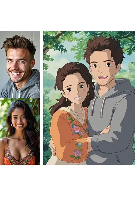 Ghibli style couple photos