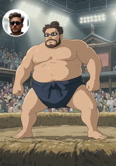 Lutteur de sumo - style Ghibli
