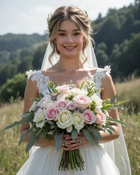 Tenant des fleurs fraîches dans les mains