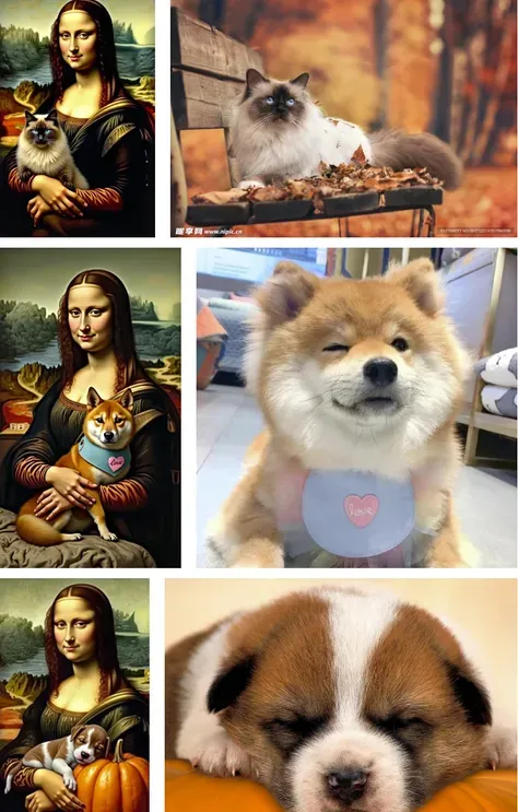 Mona Lisa ôm một thú cưng