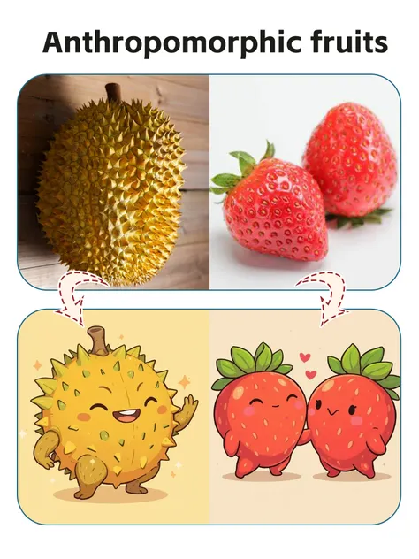 Personificación de frutas y verduras