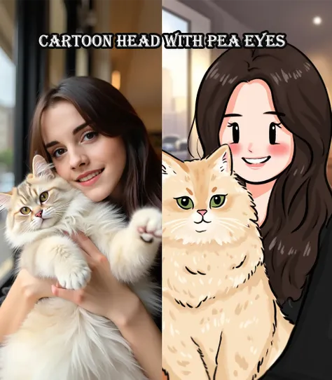 ピーの目を持つカートゥーンの頭