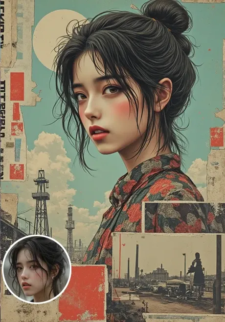 Poster nghệ thuật phong cách ghép miếng vá cổ điển