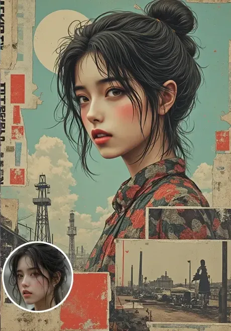 Estilo de arte de póster de retazos retro