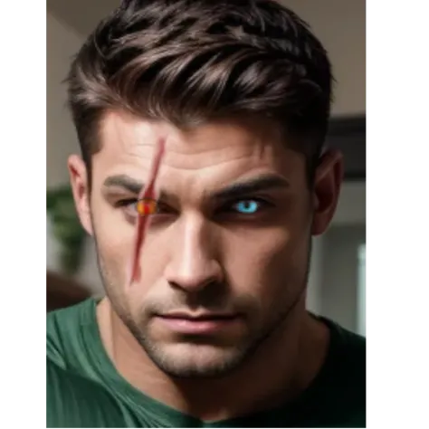 occhi diversi con cicatrice