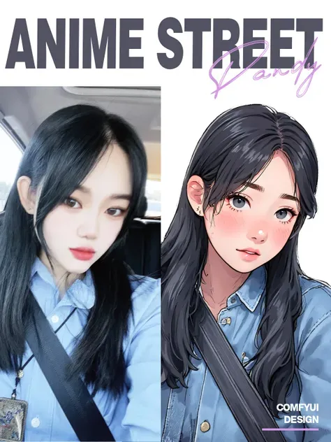 Real person to anime street hand-painted style