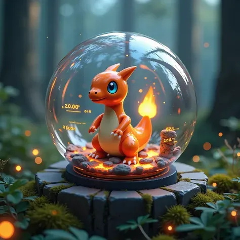 Pequeñas criaturas dentro de la esfera de cristal transparente