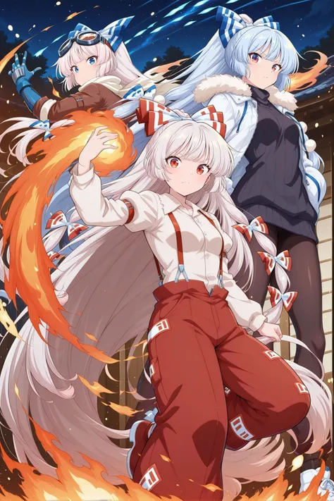 Fujiwara no Mokou (Touhou Project), Mokou (Defiant Blue Phoenix) & Mokou (Hourai Heat Pump)