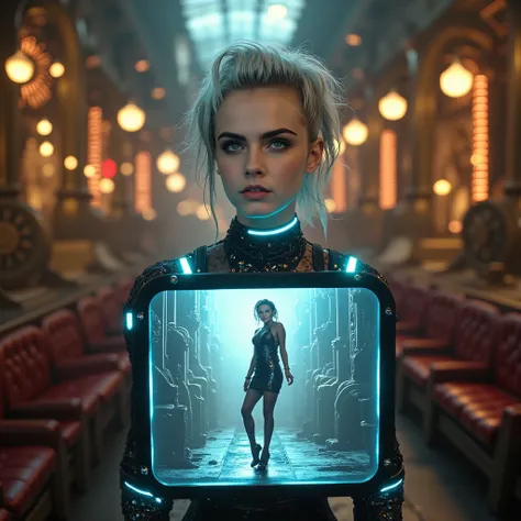 cyberpunk，Gadis dengan layar di dada