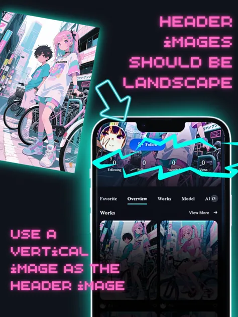 Using a vertical image for the header image will fail
