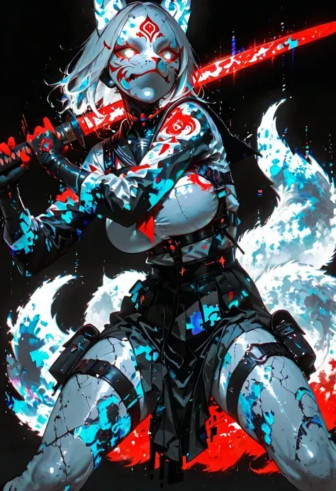 i2i | Kitsune Glitch Maske Schulmädchen