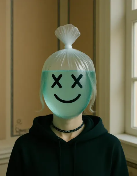 Upload a photo ，Convert the head into a plastic bag shaped for holding water