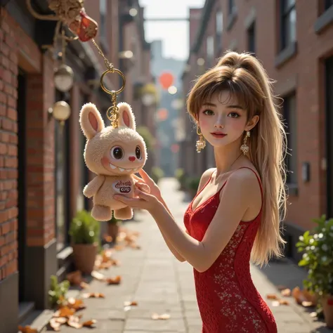 Quand une fille sexy rencontre un porte-clés labubu mignon