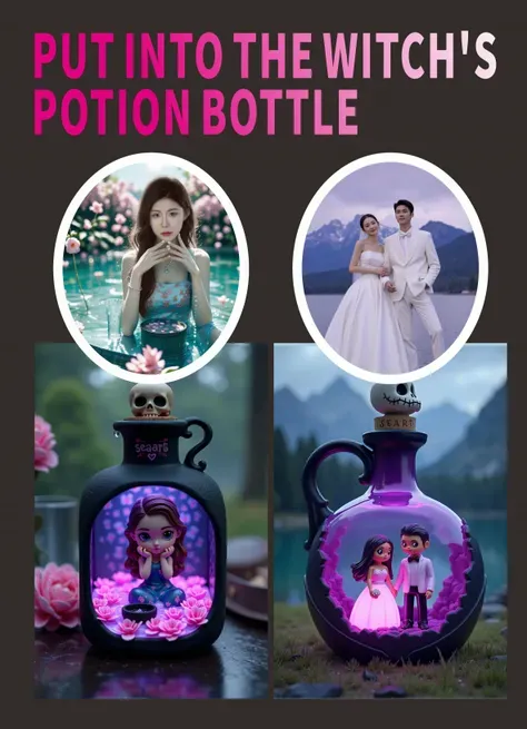 Coloque na garrafa da poção da bruxa
