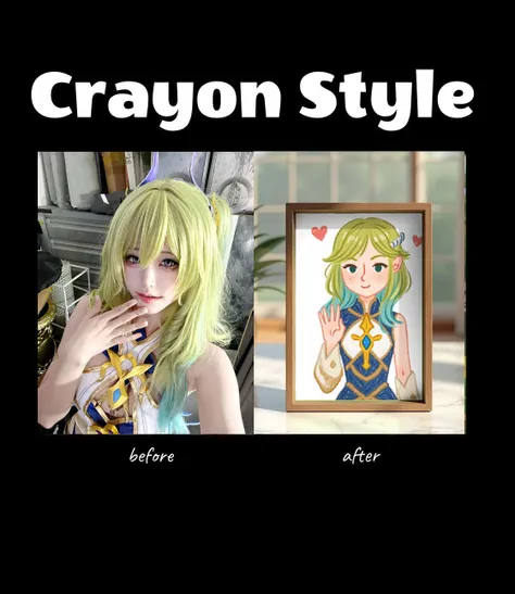 🌟Gerador de Retrato de Estilo de Giz de Cera🌟