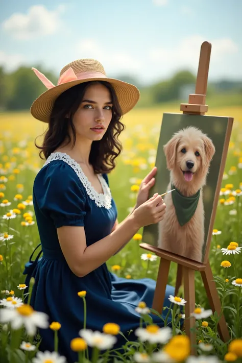 A photo，Generate a unique Flower Field Girl based on the provided photo