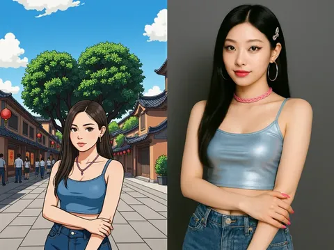 ハート型の木と一緒に写真を撮る