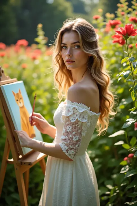 A photo，Generate a unique Flower Field Girl based on the provided photo